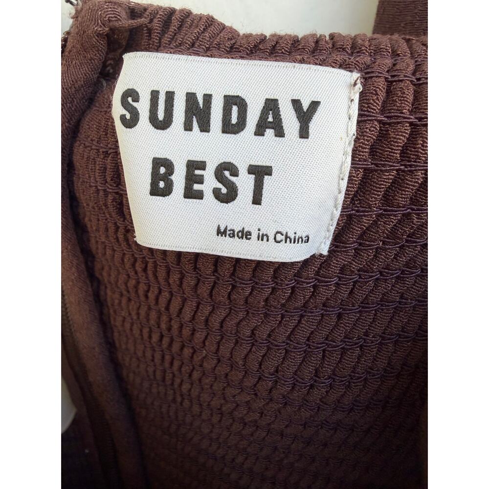 Aritzia 'Sunday Best' Brown Long Sleeve Smocked Mini Dress Women's SMALL - Picture 7 of 8